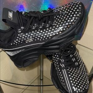 Stylish Black and Silver Women's Sneakers